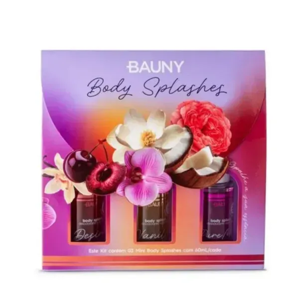 Body Splash Com 3 Unidades Kit Presente Bauny